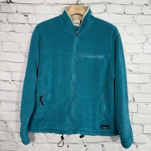 Vintage LL Bean Jacket Mens L Green Polartec Windbloc Fleece Full Zip USA 90s